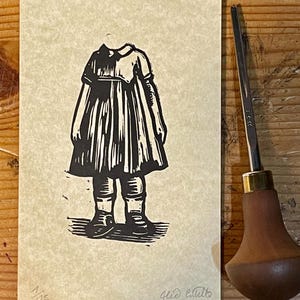 Ordinary people #2, linoprint, cartolina stampata a mano in serie limitata su carta pergamena, numerata e firmata