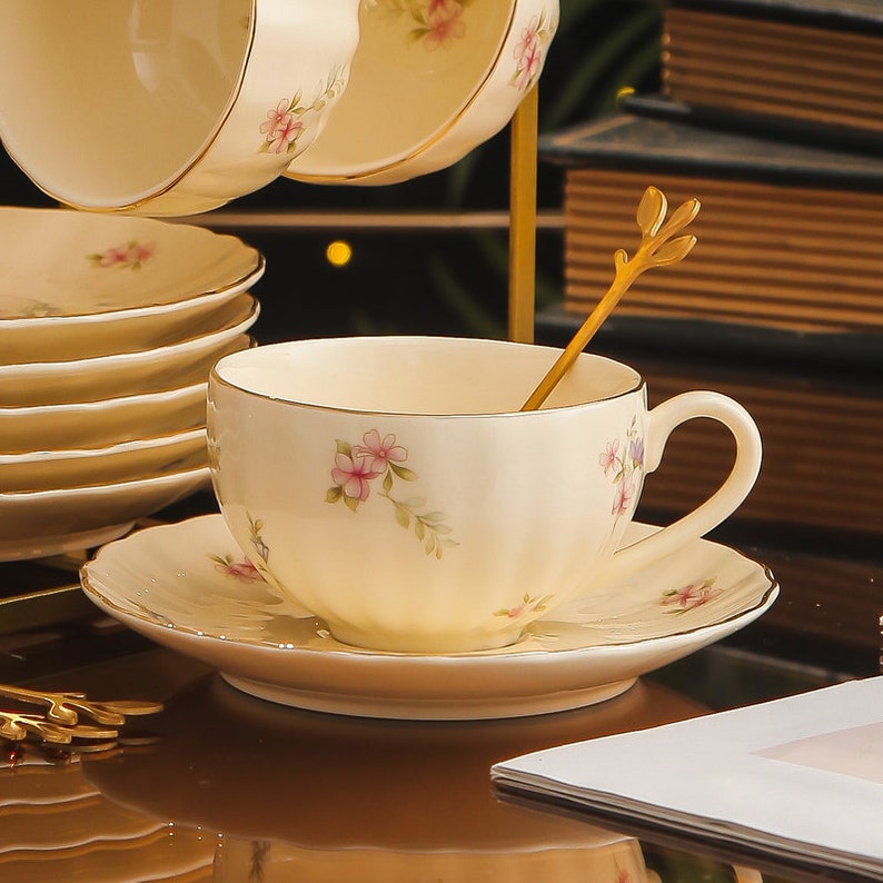 Britisches Nachmittagstee-Set Retro Tee Set Glas gekochte Früchte Blumen Teekanne Früchtetee Tasse Teeparty Tee-Set Teeset nach Maß Bild 5