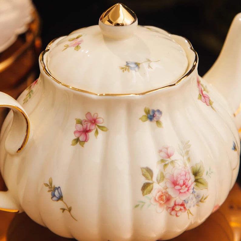 Britisches Nachmittagstee-Set Retro Tee Set Glas gekochte Früchte Blumen Teekanne Früchtetee Tasse Teeparty Tee-Set Teeset nach Maß Bild 7