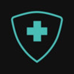 May include: A teal blue shield with a white plus sign in the centre. The shield is a symbol of protection and safety.