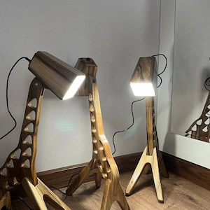 Handcrafted Giraffe Table Lamp - Wooden Night Light, Safari Nursery Decor, Baby Shower Gift