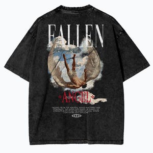 Washed Oversized T-Shirt – Streetwear Fashion Made of Cotton – Unisex T-Shirt - Black - FALLEN ANGEL