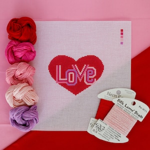 LOVE Heart | Hand Painted Needlepoint Canvas | 18 Mesh