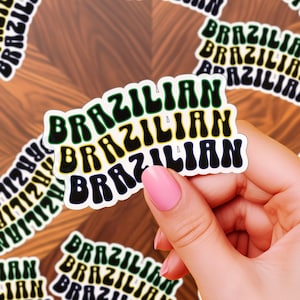 Adesivo brasiliano / Decalcomania brasiliana / Vinile resistente all'acqua e ai graffi / Decalcomania per bottiglia, telefono e notebook / Carattere retrò Groovy / Stile anni '70
