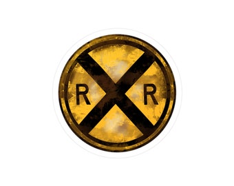 Railroad Crossing Sign Vinyl Sticker