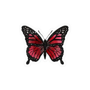 Red Butterfly Vinyl Sticker - Kiss-Cut Vinyl Decal, Laptop Decal, Car Sticker, Window Decal, Nature Lover Gift, Water Bottle Decal