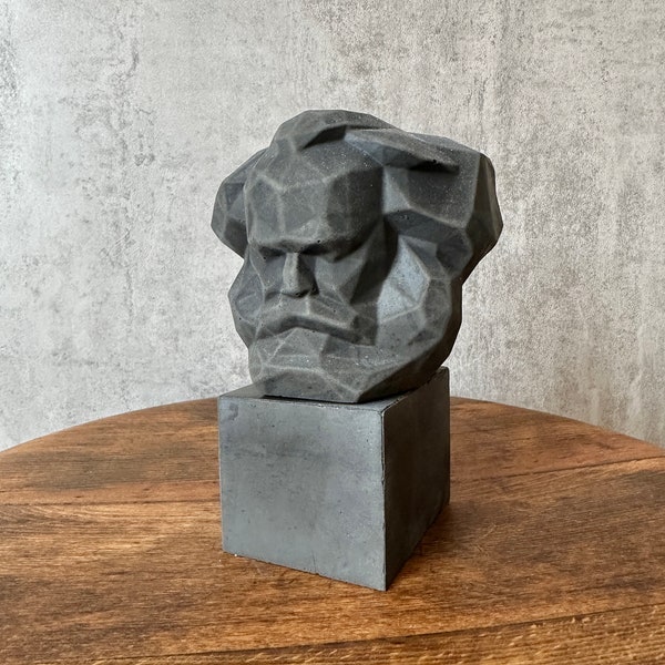 Head Large Bust Karl Marx Head Concrete Head with Black Base