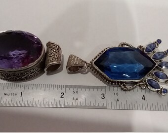 Sterling Large Glass Pendants