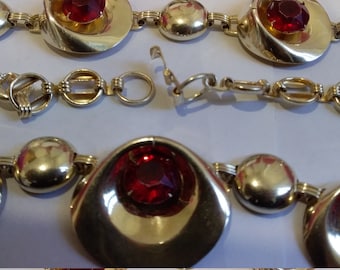 Sterling Gold tone Red  (silver screwback earrings)