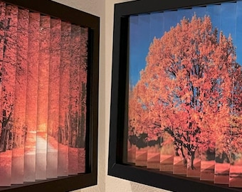 Fall Agamograph: Autumn Trees Kinetic Art in 8" x 10" Frame