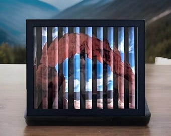 Delicate Arch Agamograph: Day to Night Kinetic Art in 8" x 10" Frame