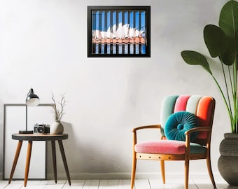 Sydney Opera House Agamograph: Day to Night Kinetic Art (8" x 10" Framed Print)