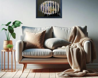 Agamografo astronomico: opera d'arte cinetica raffigurante la Terra e la Luna, in cornice 8" x 10".