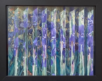 Van Gogh Agamograph: Iris Garden Kinetic Art in 8" x 10" Frame