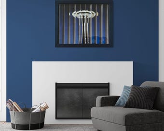 Seattle Space Needle Agamograph: Black and White to Color Kinetic Art (8" x 10" Framed)