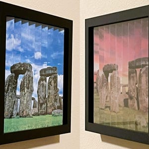 Stonehenge Agamograph: Day to Sunset Kinetic Art in 8&quot; x 10&quot; Frame