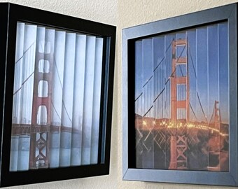 Golden Gate Bridge Agamograph: San Francisco Fog Kinetic Art in 8" x 10" Frame