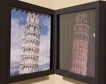 Leaning Tower of Pisa Agamograph: Day to Night Kinetic Art - 8x10 Framed