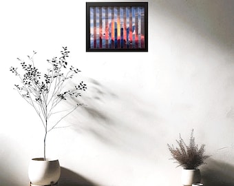 Elements Agamograph: Fire and Ice Kinetic Art in 8" x 10" Frame