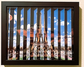 Agamograph di Parigi: Torre Eiffel dal giorno alla notte, opera d'arte cinetica in cornice 8" x 10".