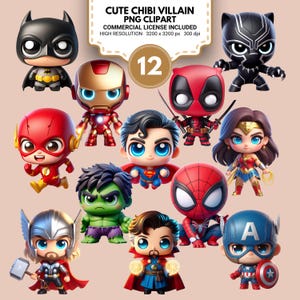 Movie Superhero Characters Bundle, superhero png, baby heroes, Superheroes PNG, avengers clipart, superhero prints, chibi figure, heroes
