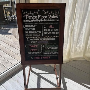 Unique Wedding Party Sign, Rustic Dance Floor Rules, Evening Reception, Disco, Bride & Groom Sign