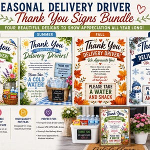 Seasonal Delivery Driver Thank You Signs Bundle (8.5x11 PDF)