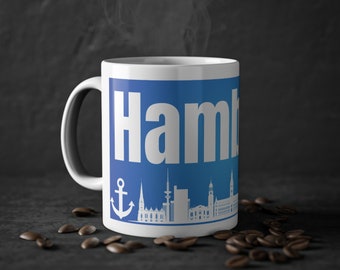 Hamburg Tasse für Kaffe Tee Getränke Becher Anker Skyline Geschenk Souvenir