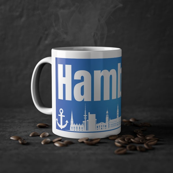 Hamburg Tasse für Kaffe Tee Getränke Becher Anker Skyline Geschenk Souvenir