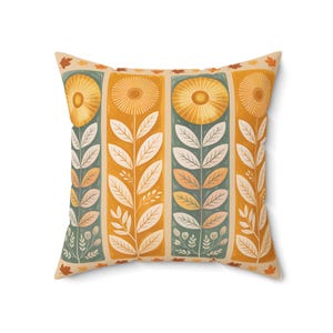 Sunflower Stripe Welcome to Fall Y'all Pillow | Square Throw Pillow, Autumn Farmhouse Decor