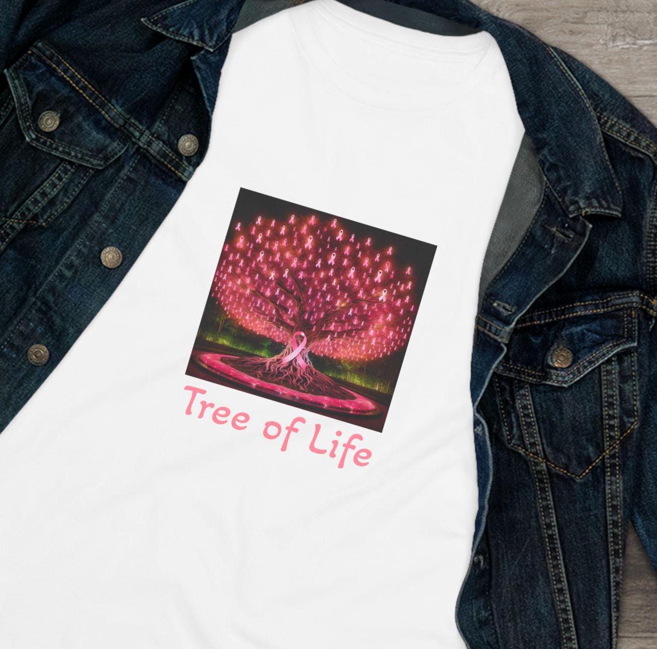 Pink Ribbon Breast Cancer Tree of Life Women's Cotton Tee, Breast ...