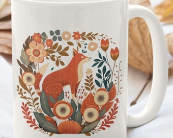 Kaffeebecher Geschenk für Sie Wald Rotfuchs große Keramik 15 Unzen Becher Geschenk für ihn Becher für ihre Mitarbeiterin Geschenk große Fuchs Kaffeetasse Fuchs Becher für ihn