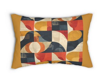 Bauhaus Lendenkissen, Senf Orange Dekorative Kissen, Mid Century Modern Kissenbezug, Akzentkissen Gebrannte Orange, Dekokissen