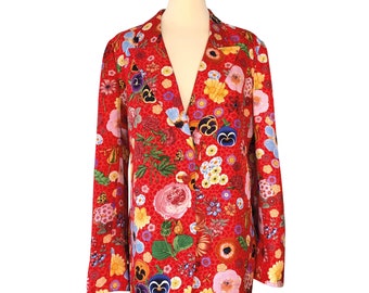 Vintage Seidenblazer mit Blumenprint