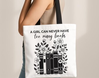 Floral Book Tote Bag, Book Lover Gift, Librarian, Teacher