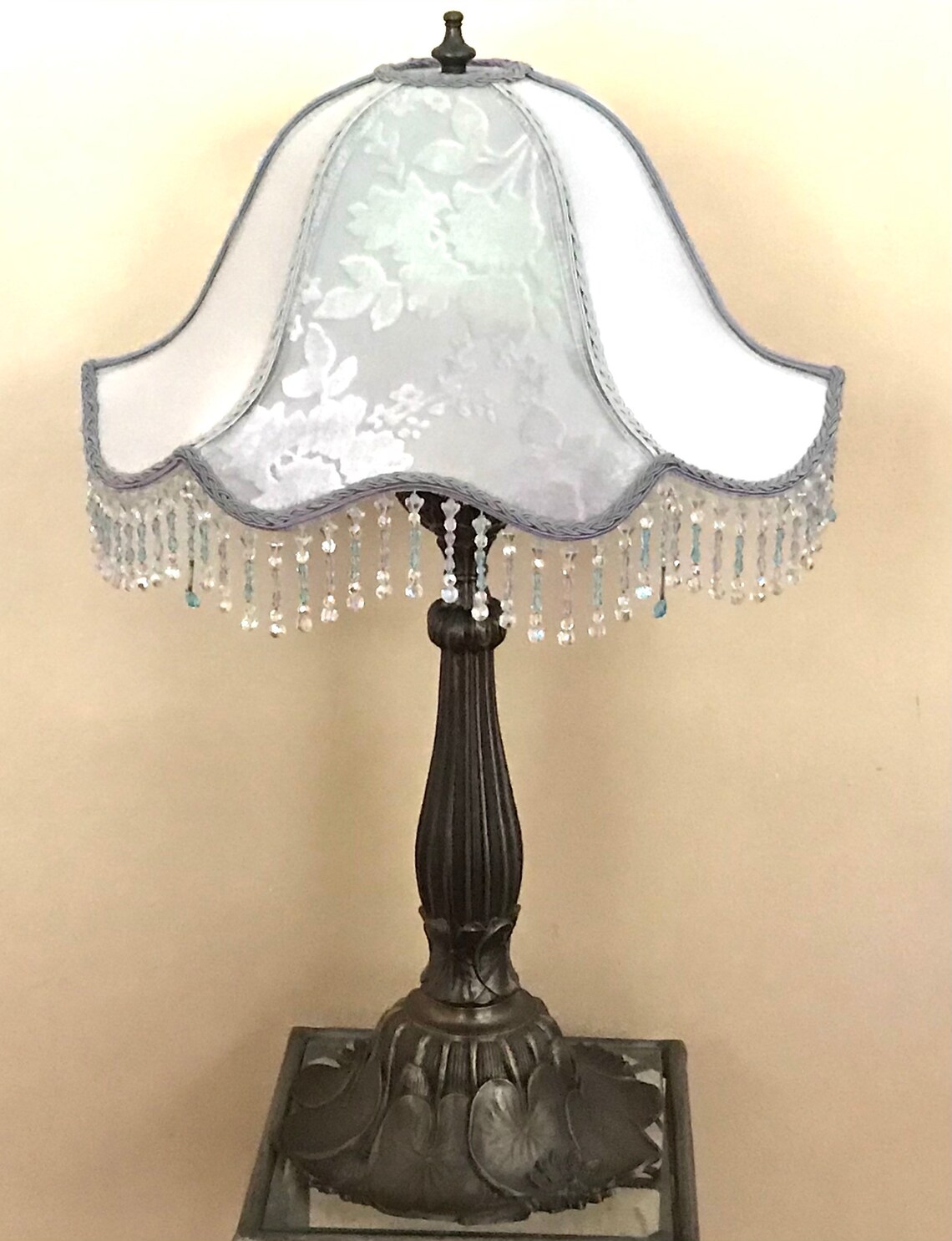 Vintage Handmade Victorian Style Fabric Lamp Shade with Glass Etsy
