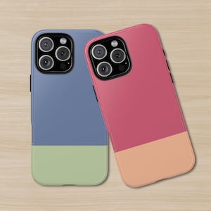 Coque pour portable color block, coque de portable solide et éclatante, iPhone 16 15 14 Pro Max MagSafe moderne, Samsung Galaxy S25 S24 S23 minimaliste et mignon image 2