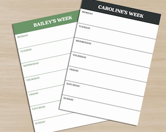 Weekly To Do List Sticky Notepad Custom Name Weekly Schedule Desk Pad Minimalist Weekly Task Tracker Sticky Note Pad Office School Work Gift