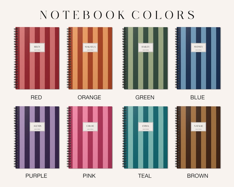 Classic Striped Notebook Custom Name Journal Vibrant Monochrome Striped ...