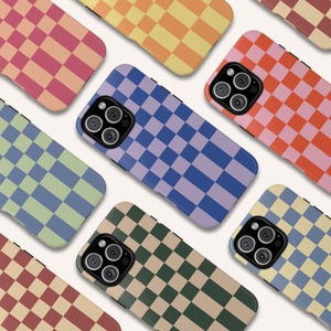 バイカラーチェック柄 iPhone 17 16 15 Pro Max ミックスチェッカーボード Samsung Galaxy S25 S24 S23 ケース レトロ風 Google Pixel 9 8 スマホカバー