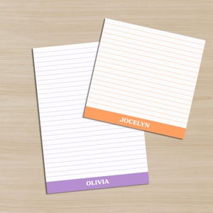 Custom Name Lined Sticky Notepad Minimalist Checklist Memo Pad Personalized Initial Sticky Note Lined To Do List Office Gift for Him Her