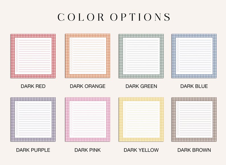 Sticky Notes Checkbox Cute Gingham Border Sticky Notepad With Checkboxes Preppy Lined ...
