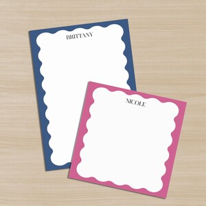Vibrant Scallop Border Sticky Note Pad Cute Custom Name Reminder Notepad Minimalist Personalized Initial Sticky Note Gift for Women Teacher