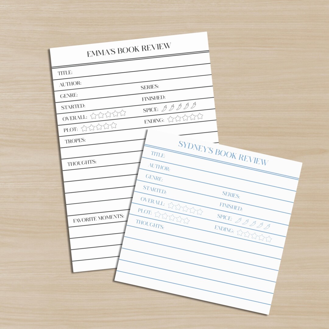 Minimalist Book Review Sticky Notepad Bookish Gift for Book Lover ...
