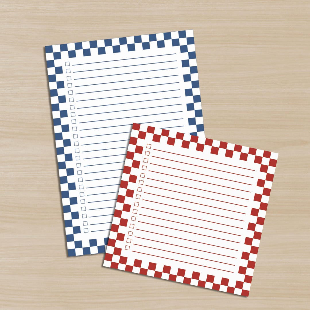 Retro Aesthetic Lined Sticky Notepad With Checkboxes Trendy Checker ...