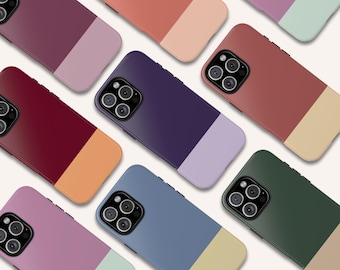Funda minimalista con bloques de color para iPhone Pro Max, bonita funda bicolor MagSafe, resistente y colorida para Samsung Galaxy Plus y Google Pixel, regalo