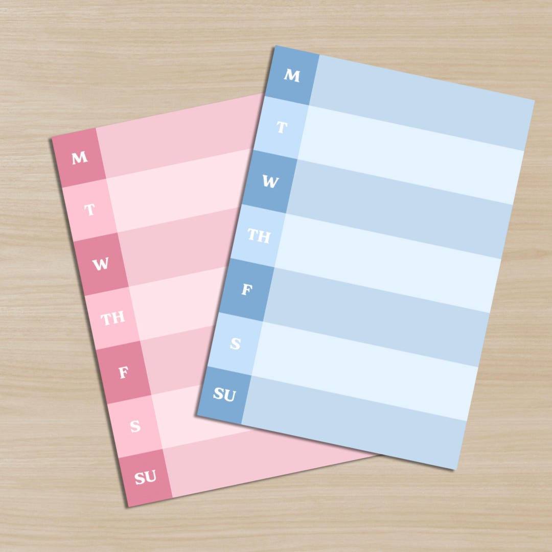 Monochrome Striped Weekly Task Tracker Sticky Notepad Cute Weekly ...