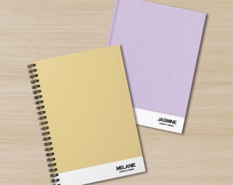Cute Pastel Spiral Notebook Personalized Name Journal Lined Minimalist Aesthetic Diary Custom Color Writing Notebook Gift for Him Her Teen
