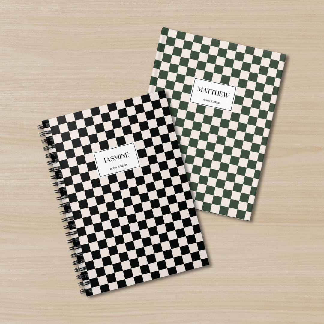 Vibrant Checkered Spiral Notebook Personalized Retro Color Checker ...