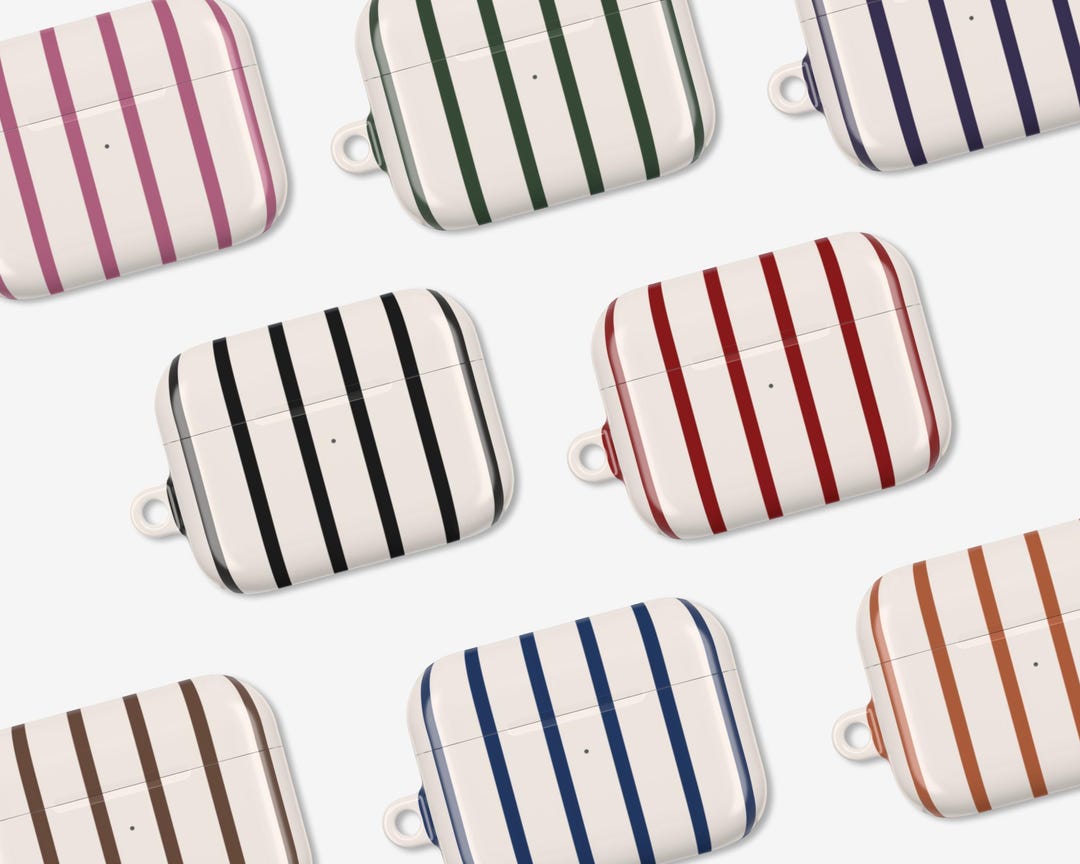 Simple Earpod Case Modern Vertical Lines AirPod Case Minimalist Striped Tough Earphone ...